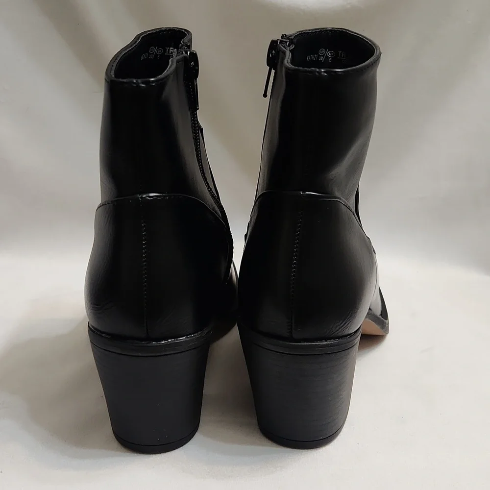 Truffle Collection Black Silver Western Steel Toe Ankle Boots (W Size 38)